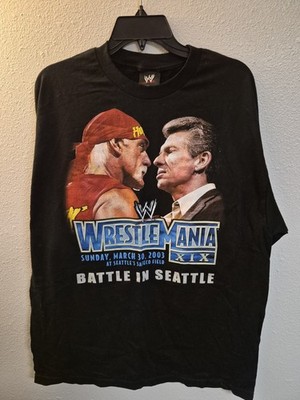 2003 WWE WrestleMania 19 XIX Battle in Seattle Graphic Men's Shirt XL VTG HOGAN