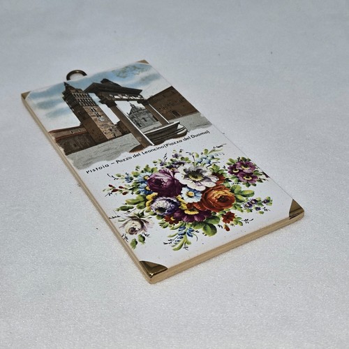 VINTAGE PISTOIA TUSCANY ITALY ART CERAMIC TILE WALL HANGING - Picture 2 of 5