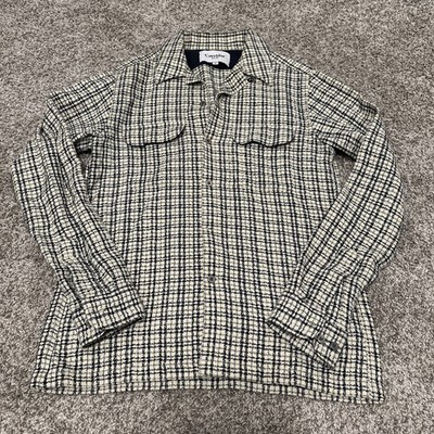 Corridor New York Reverse Tweed Snow Check Shirt Men s Size Small Beige