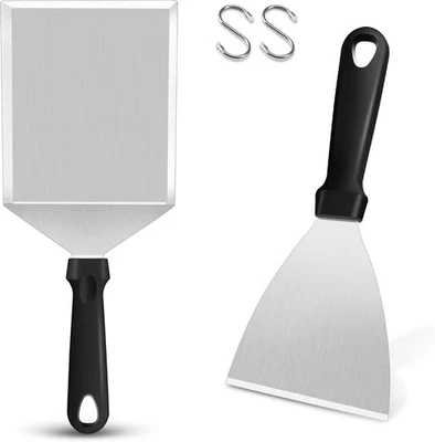 HaWare Grillspachtel Set, Edelstahl Plancha Spachtel 2er Set für Smash Burger,