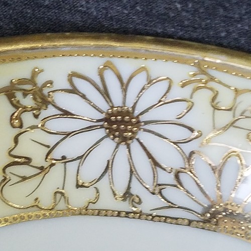 Nippon Hand Painted Gold Gilt Daisies Moriage Bowl Dish Circa 1911 - 1921 - Picture 4 of 7