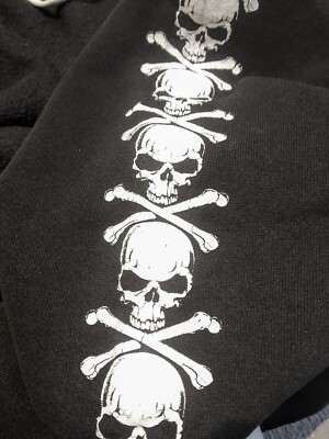 VINTAGE Fashion Victim Sweatpants Men's Large Black Skater Skull