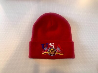 RED BEANIE CAP HAT - USA - NWOT | eBay