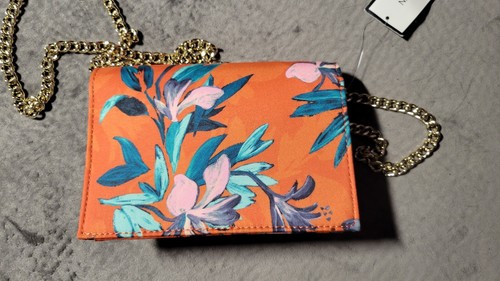 NINE WEST MINI ANNDI Orange Floral Gold Chain Crossbody Strap, NWT, MSRP - $59 - Picture 7 of 13