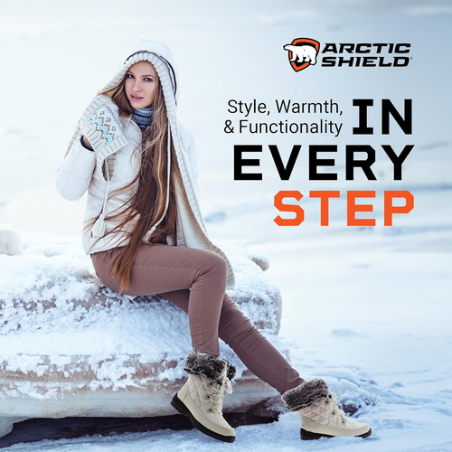Faux Fur Womens Winter Snow Boots for Women - Dual Style Fur Collor Waterproof S - Picture 7 of 7