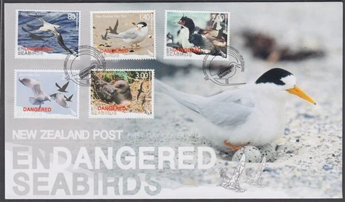 NEW ZEALAND FDC 2014 ENDANGERED SEABIRDS SET (x5) (ID:F2609 (3/9)