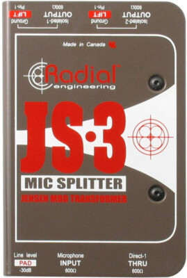 Radial Engineering JS3 Microphone Splitter Direct Box W/ 2 Outs