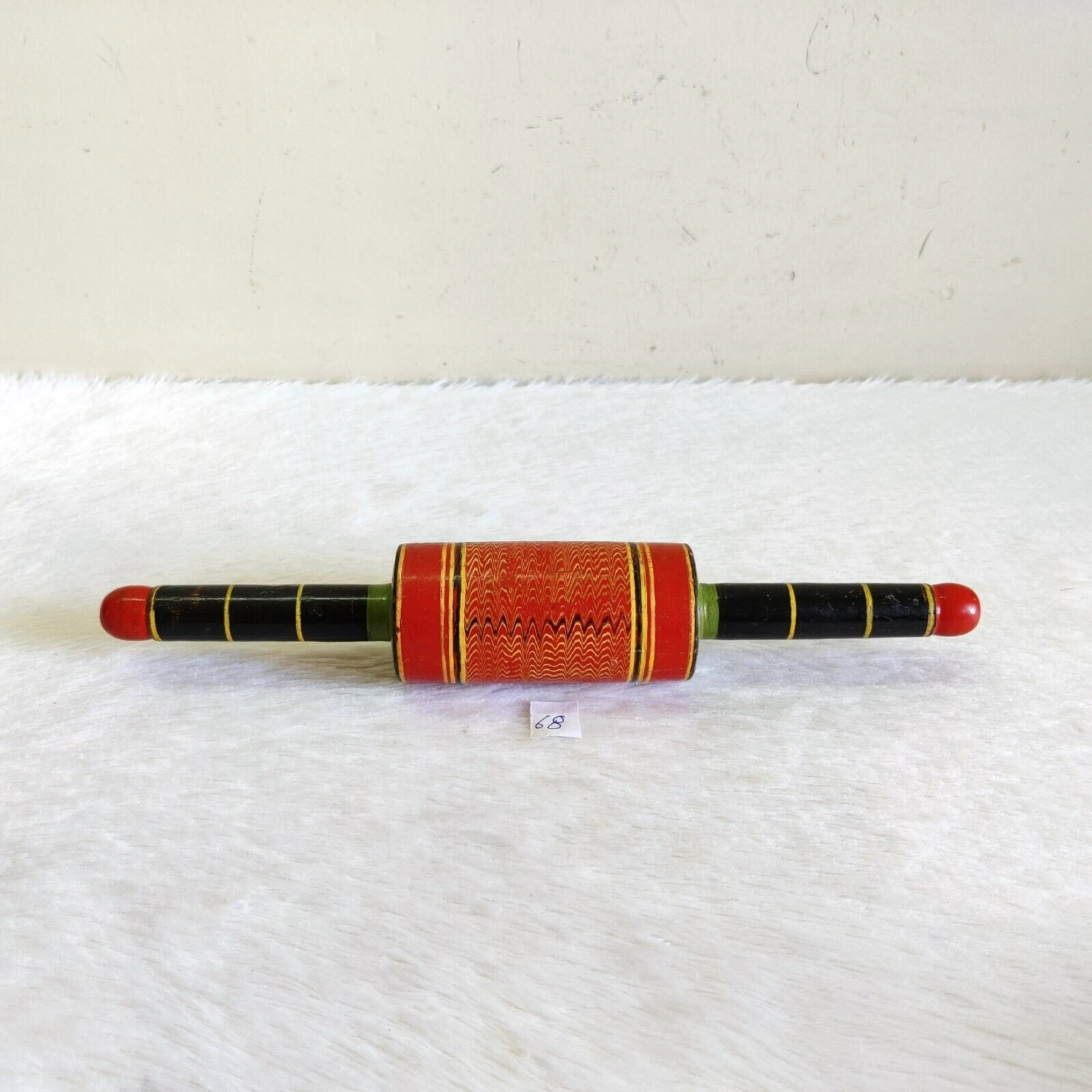 Vintage Lacquered Swirl Design Tortilla Bread Bakers Wooden Rolling Pin 68