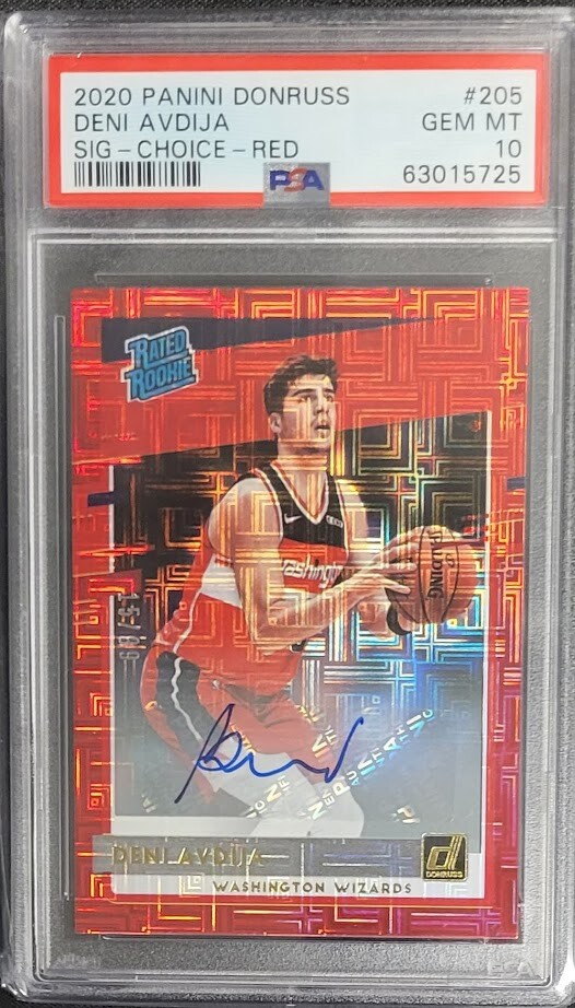 2020 Donruss Rated Rookies Deni Avdija Choice Red /99 Rookie Auto RC B26