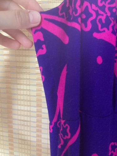 VTG 60s 70s Waltah Clarke Women Floral Ruffle Purple Hawaiian Maxi Dress SEE DIM - Picture 8 of 13
