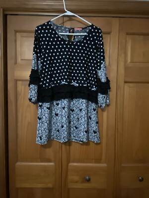 Womens Simply Aster By Firmiana Dress Shirt Size M Heart Polka Dot Design