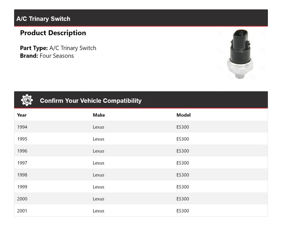 Interruptor trinario de aire acondicionado para Lexus ES300 1994-2001 4 estaciones 1995 1996 1997 1998 1999 Foto 2 de 4