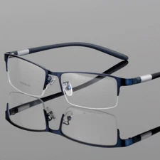 New Men's Metal Half Rimless Eyeglasses Frames Rectangular Eyewear Frame RX Able