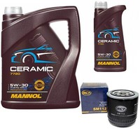 MotoröL Set Mannol 5W-30 Ceramic Plus 6 Liter + ÖLfilter FüR Chrysler 300 C Jeep