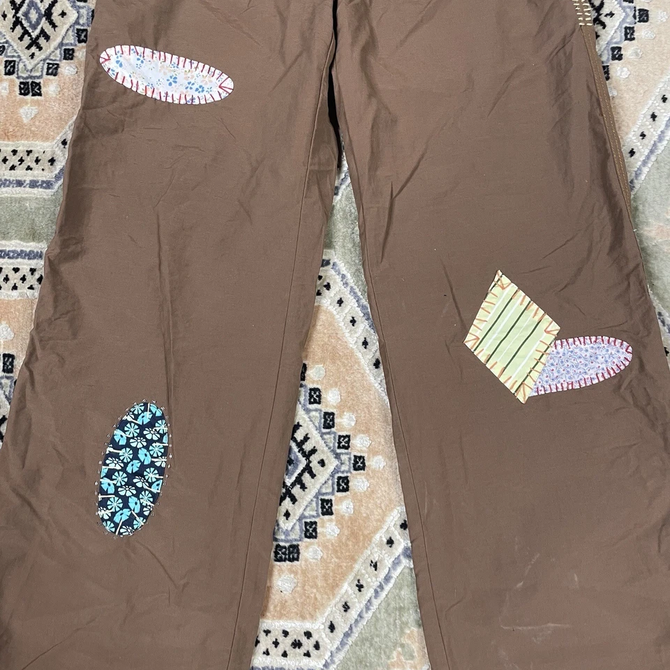 MISS ME WOMENS EMBELISHED PATCHWORK FLARE LEG PANTS SASHIKO BROWN SZ S (30x31) - Image 3 of 4