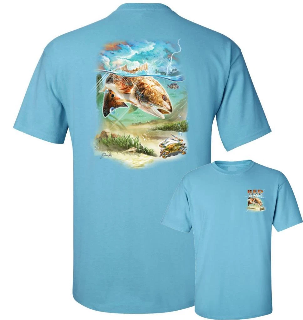 Red Devil Redfish Saltwater Deep Sea Fishing T-Shirt