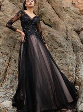 Unique Black Gothic Lace Wedding Dress Bridal dress Sequin Custom made Backless