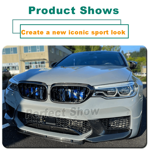 für BMW G30 G38 F90 M5 Carbon Kühlergrill Doppelsteg Grill Nieren Glanz Schwarz - Picture 9 of 14
