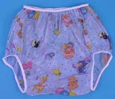 Incontinent Gary NEW Plastic Pants Adult Size X-SMALL Blue Carousel Design