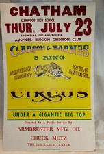 Carson and Barnes Circus Poster 60's - 70's, Double sided Poster , Chatham ILL.