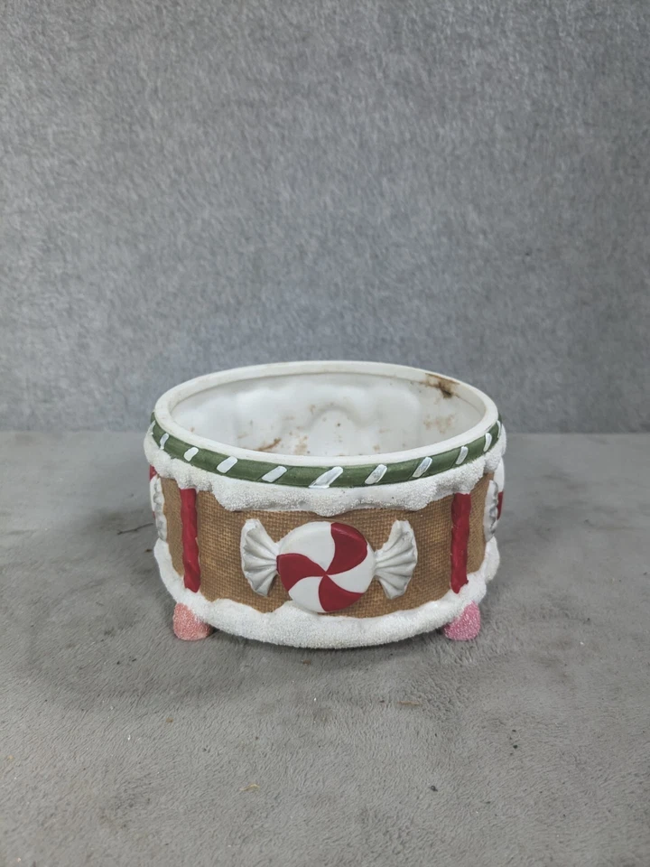 Candelabro de cerámica vintage de Navidad con temática de pan de jengibre 4" Foto 3 de 4