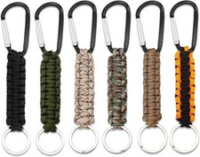 6 Pack Paracord Keychain Braided Lanyard with Carabiner Clips for Keys Backpack