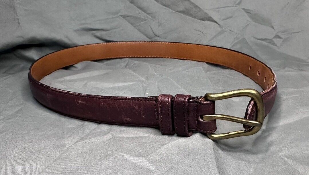 VTG Coach Brown Leather Belt 28 Skinny Gold Tone … - image 1