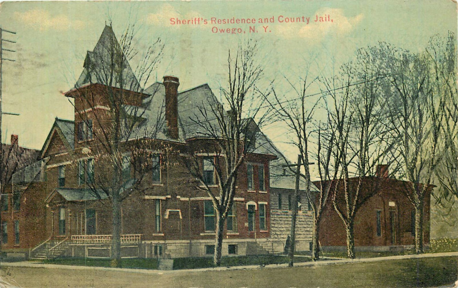 OWEGO NY SHERIFF'S RESIDENCE & COUNTY JAIL 1910 POSTCARD eBay