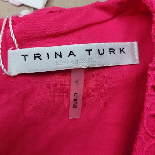 Trina Turk Grazia A-Line V-Neck Long Sleeve Mini Dress Size 4 Passion Pink NWT - Picture 5 of 9