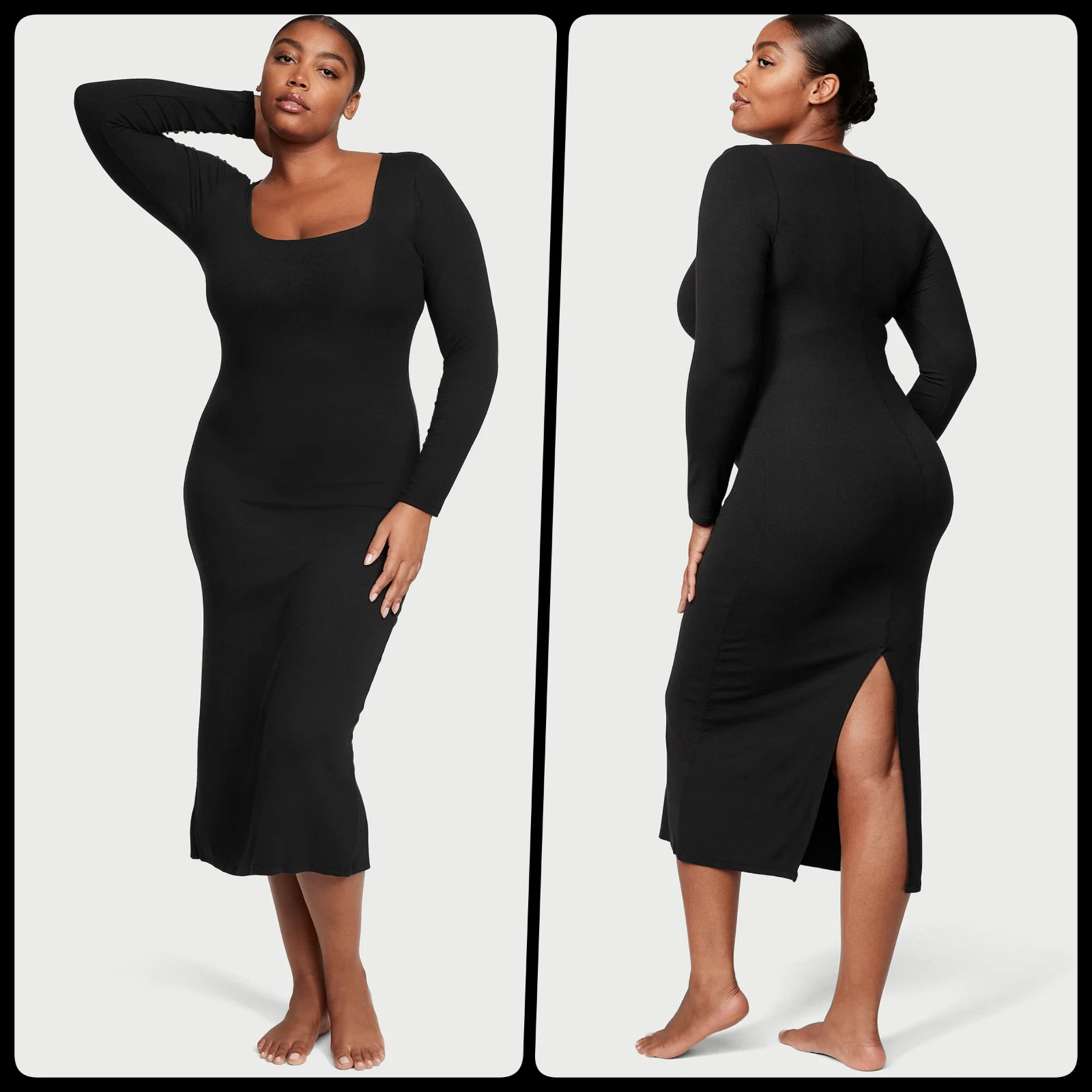 UNDERCOVER Abito Victoria's Secret nero a costine modal manica lunga slip Taglia ⇒ XL