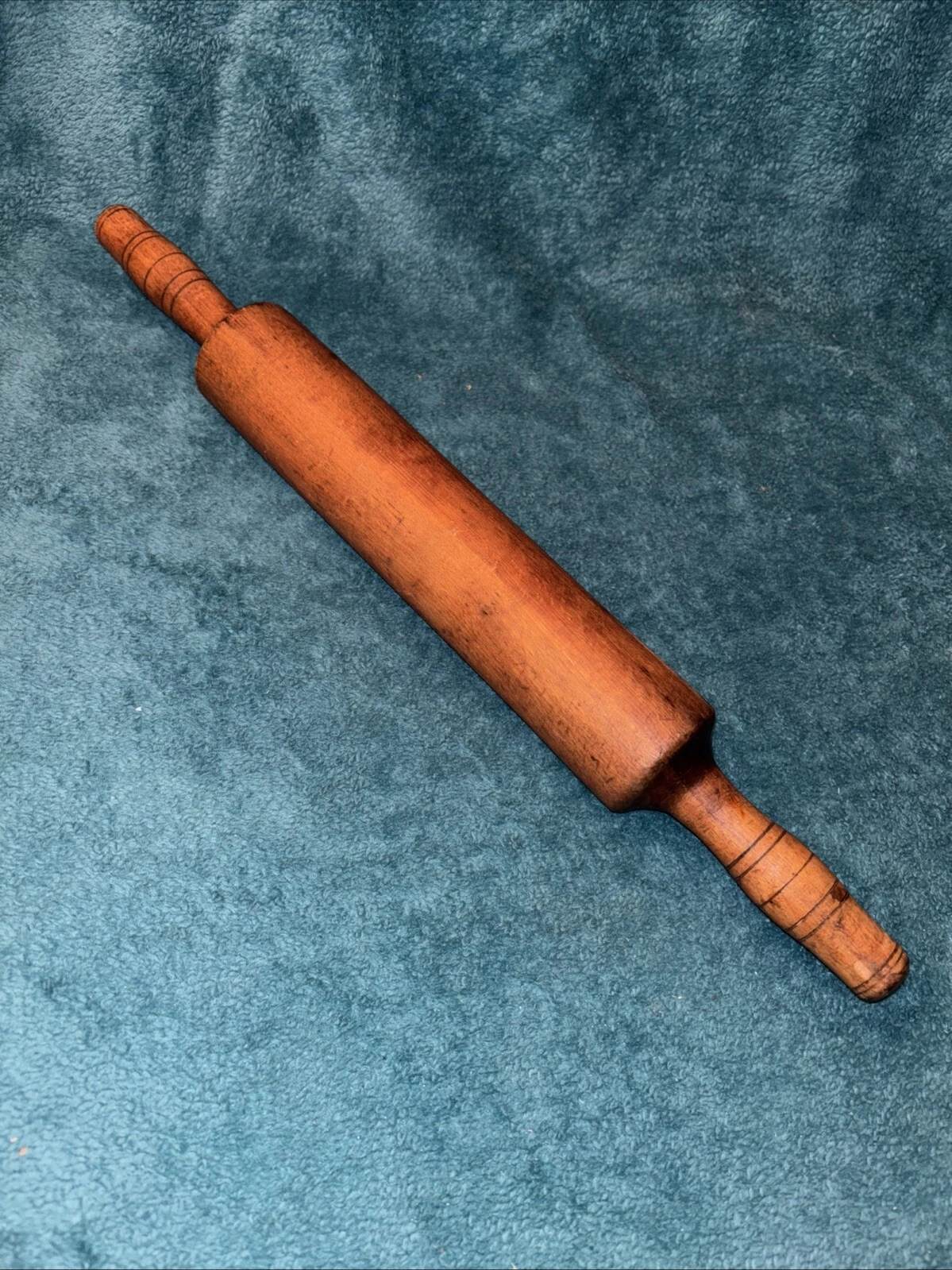 ANTIQUE PRIMITIVE WOOD ROLLING PIN ONE PIECE LARGE 19" TREEN HAND TURNED #SS