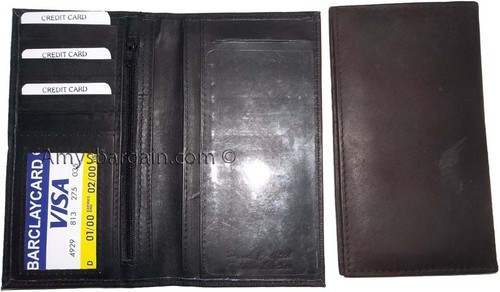 Funda de chequera de cuero para mujer/hombre 4 bolsillos para billetes monedero 7 tarjetas más identificación BN - Imagen 12 de 24