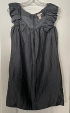 J Crew Gray Dress Flutter Sleeve Rumpled Linen Size 4
