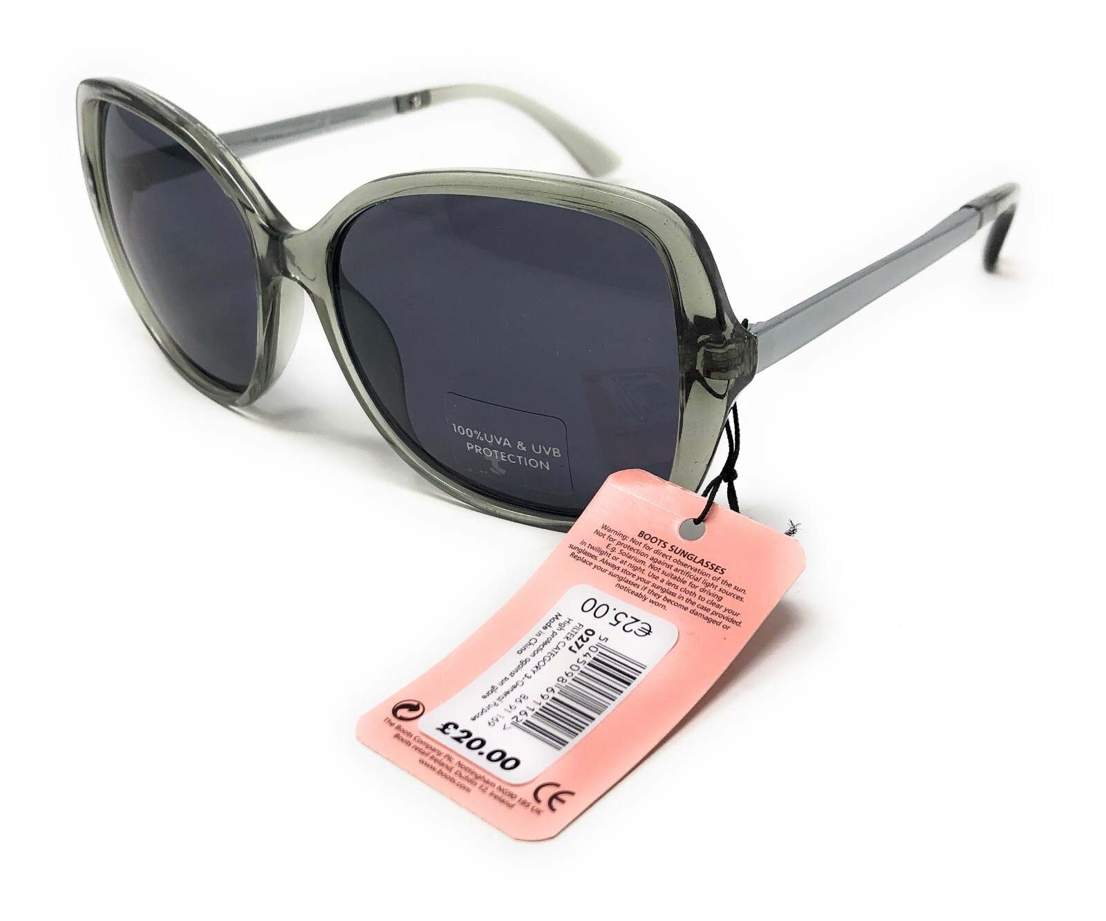 Chic Women's Sunglasses Stylish Green Tinted Frame & Grey Lenses by Boots 027J