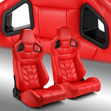 Red Pvc Reclinable Pure Series Racing Seats Pair Wslider Leftright