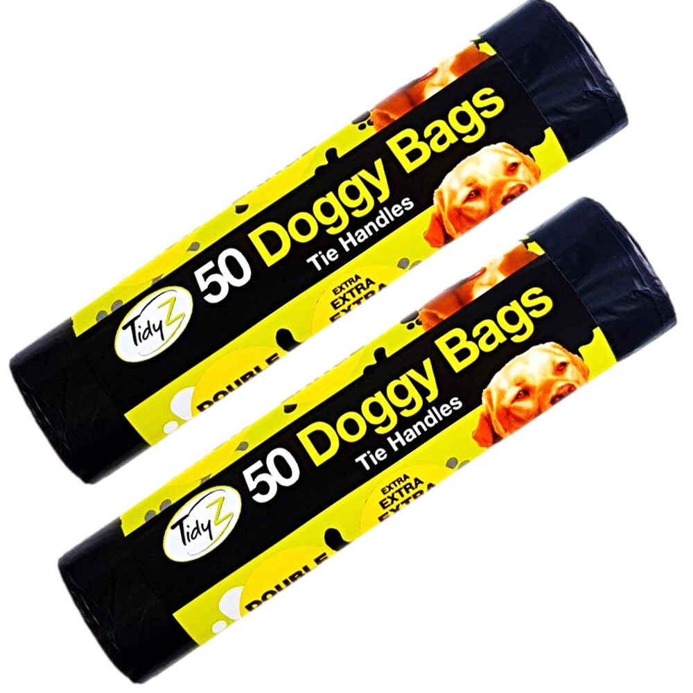 Dog Poo Bags Extra Strong Large Double Thick Dog Poop Tie Handles Doggy
