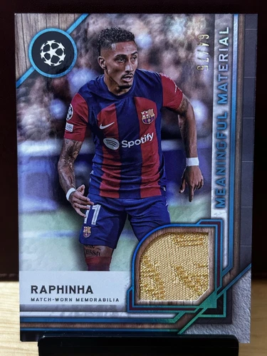 2023-24 Topps Museum Collection UCL - Meaningful Material Raphinha Sapphire /75
