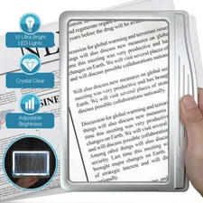 5X Page Magnifier with 12 Anti-Glare Dimmable LED Lights(More Evenly Lit Area)