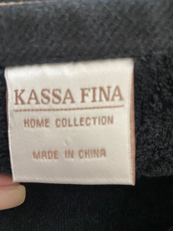 VTG KASSA FINA Black Textured Luxury Towel Set Gold Scroll Satin Embroidery 12pc - Image 4 of 4