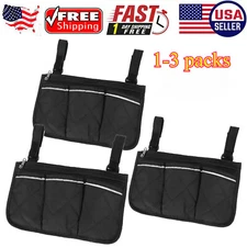 3X Wheelchair Side Pouch Storage Bag Armrest Pocket Organizer Holder Pocket US