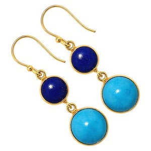 Authentic Sleeping Beauty Turquoise Gold Plated Earrings Fall TE01166