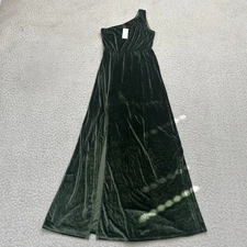 Baltic Born NWT Dress Medium Gown Maxi One Shoulder Velvet Olive Green *READ*