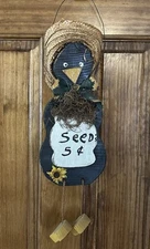 Hanging Wooden Black Crow Primitive Country Rustic Folk Art Door Wall Decor