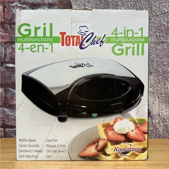 Total Chef 4 In1 Grill Waffle MakerOpen Griddle, Sandwich, Panini Press NOB