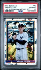 2021 BOWMAN CHROME 1991 BOWMAN AJ AARON JUDGE ATOMIC REFRACTOR /150 PSA 10 GEM