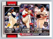 2026 Topps #117 League Leaders (Freddy Peralta / Jesús Luzardo / Logan Webb)