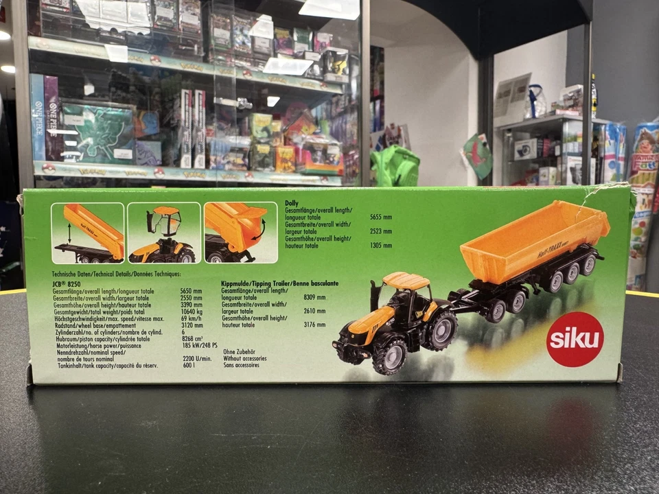 SIKU 1858- modellino 1:87 - TRATTORE JCB CON CARRELLO E RIMORCHIO RIBALTABILE - Immagine 3 di 4