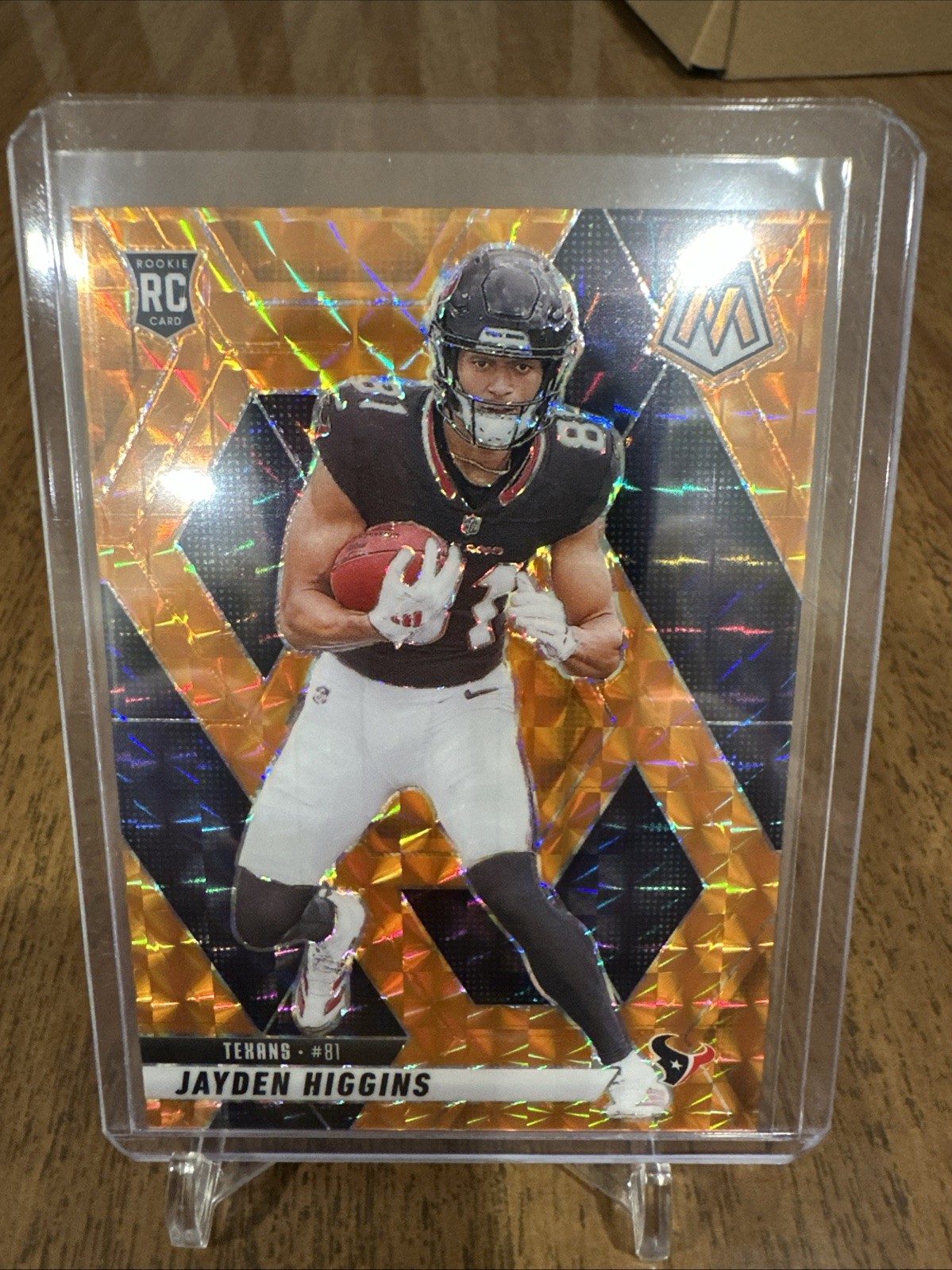 2025 Panini Mosaic #346 Jayden Higgins Mosaic Orange Houston Texans #/199 SN,RC