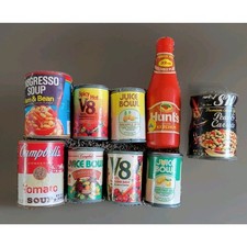 Vintage 1980s Kitchen Play Pretend Canned Food Name Brand Labels Cans Nasta