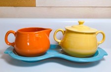 Vintage Fiesta Promotional Sugar and Creamer Set ~ Figure 8 Tray